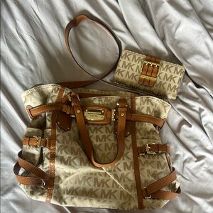 Michael Kors Tan and Brown Women's Bag with Matching Wallet